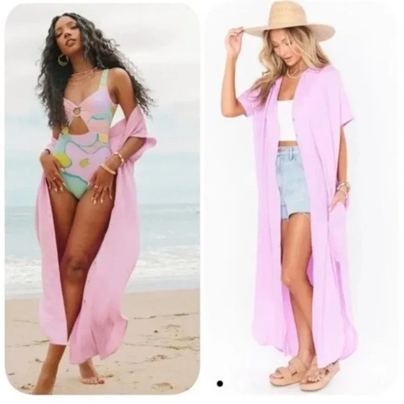 Show Me Your Mumu Boyd Button Down Dress Cover Up Duster Bright Lilac Sm Med - Picture 1 of 6